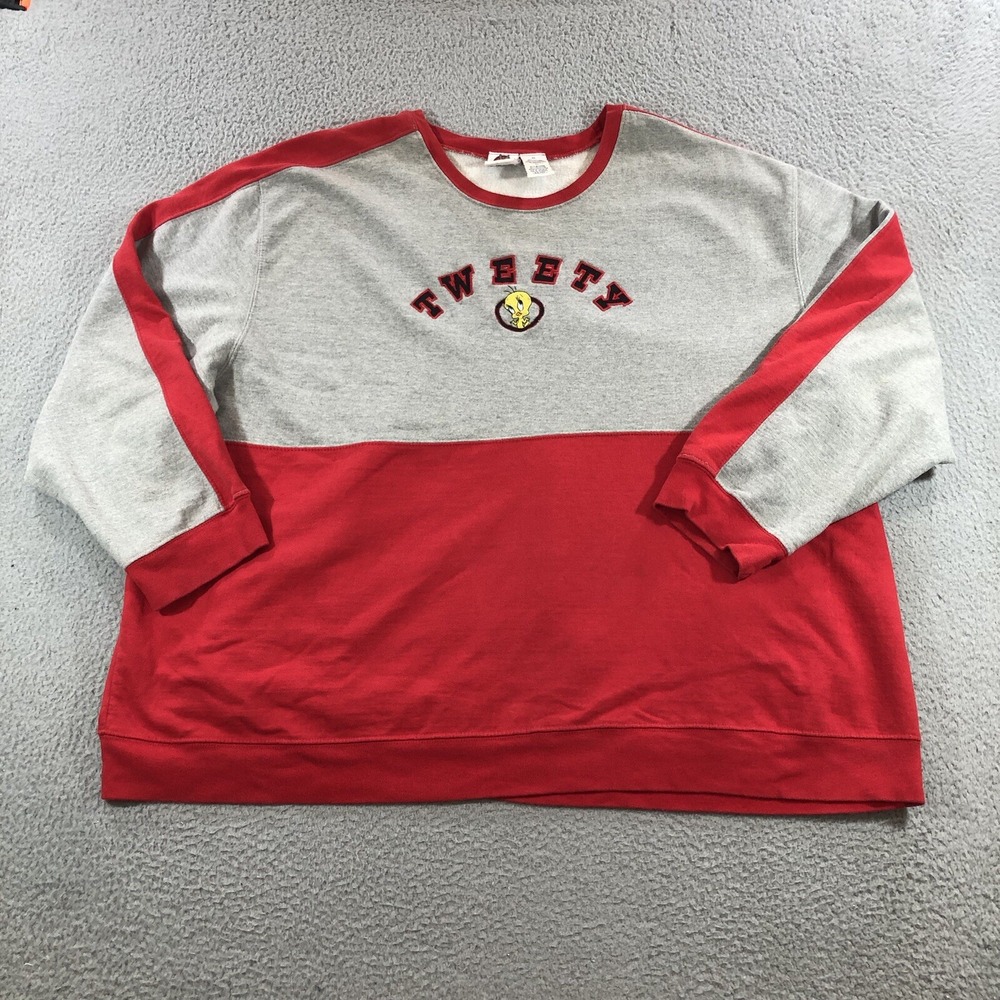 Vtg Tweety Sweatshirt Women's Plus 4X Gray Red Looney Tunes